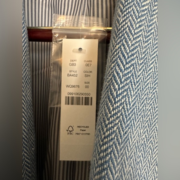 J.Crew Bristol Blazer Blue Italian Cotton-Linen Herringbone 00 - Picture 15 of 16